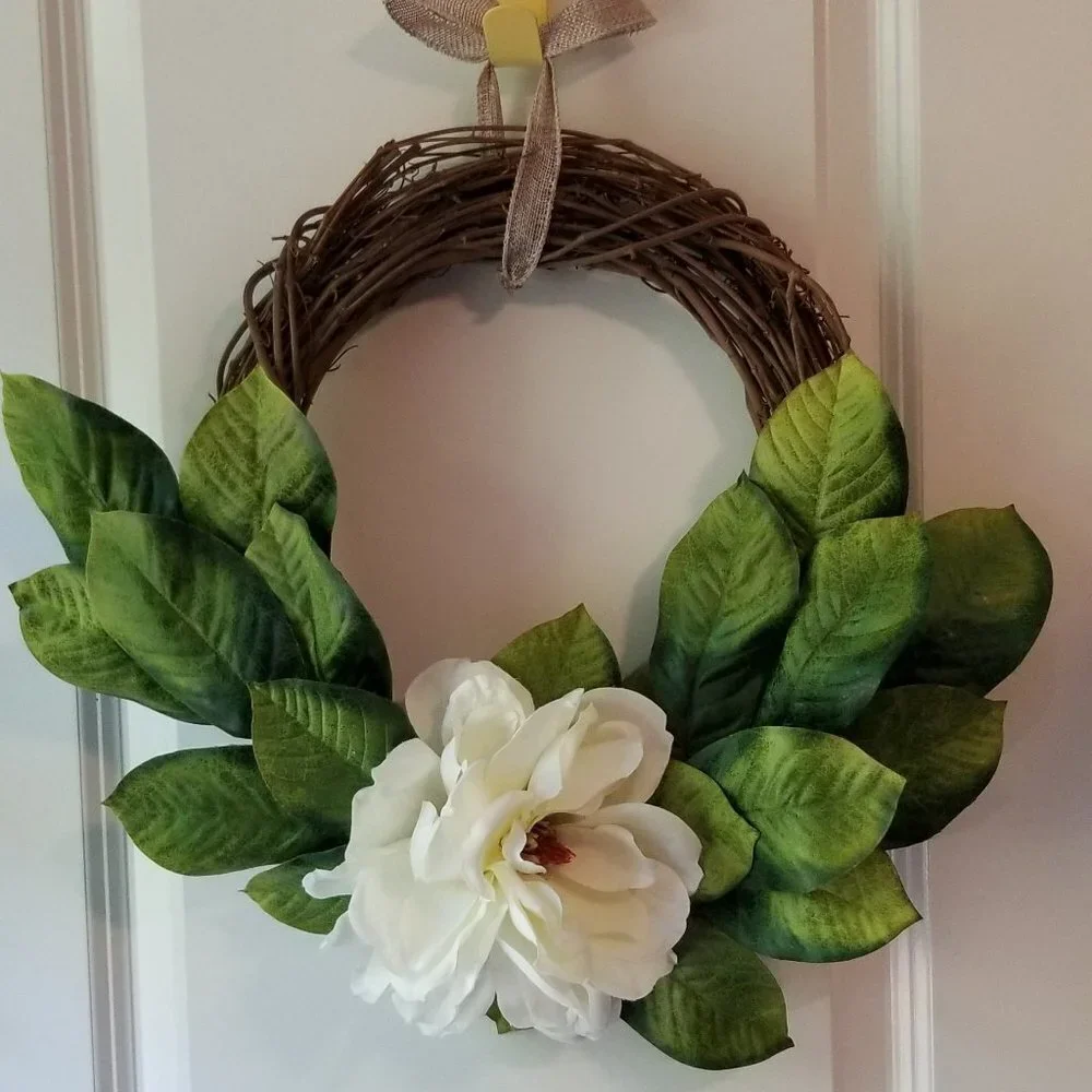 Magnolia Grapevine Wreath Handmade New